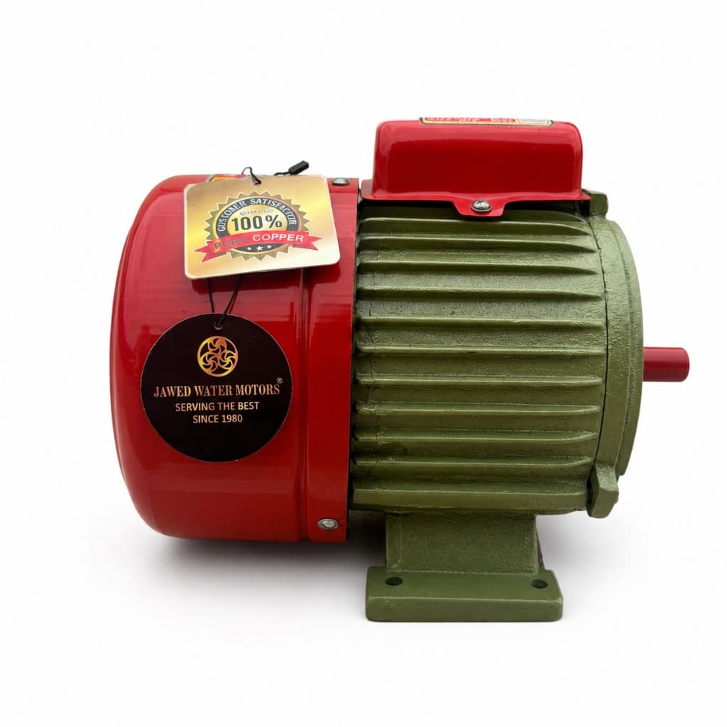 Jawed 0.5HP Copper Motor (side angle) — Javed copper motors for home and bore use in Karachi, Pakistan
