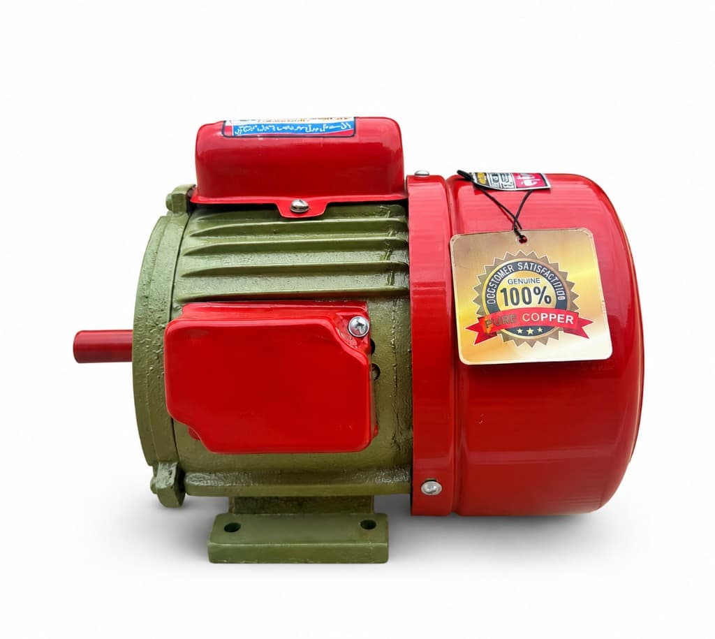 Jawed 0.5HP Copper Motor (detail close-up) — Javed copper motors for home and bore use in Karachi, Pakistan