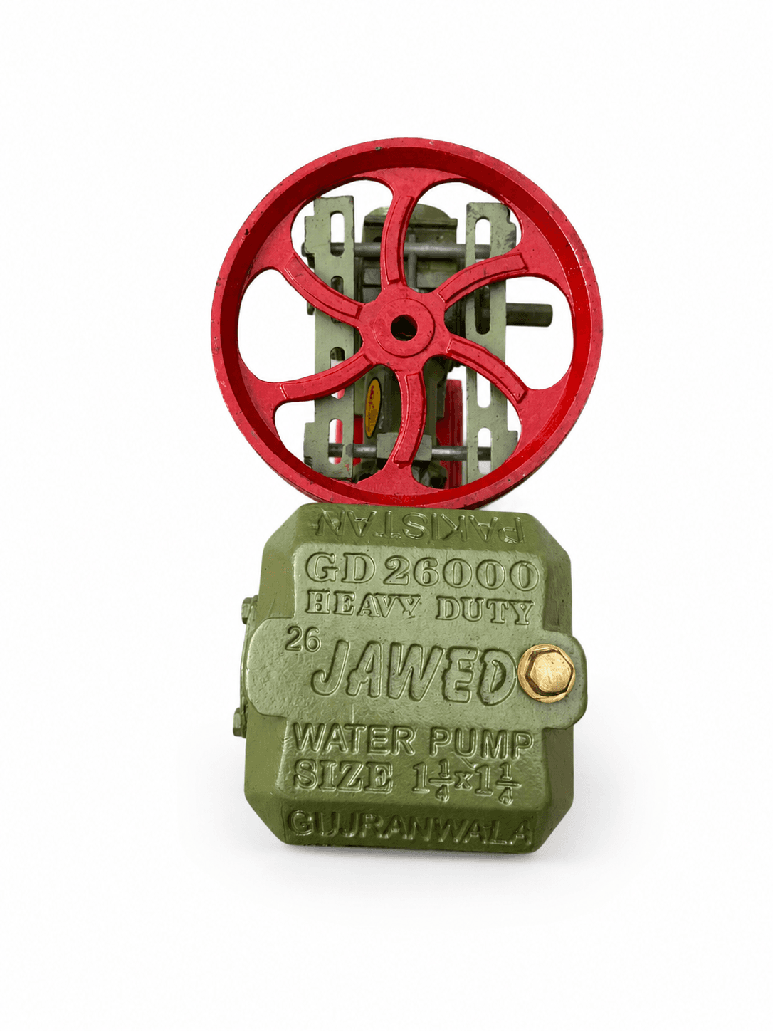 Jawed 1HP Bearing Pump GD26000 (Steel Plate) (detail close-up) — Javed bearing pumps for home and bore use in Karachi, Pakistan